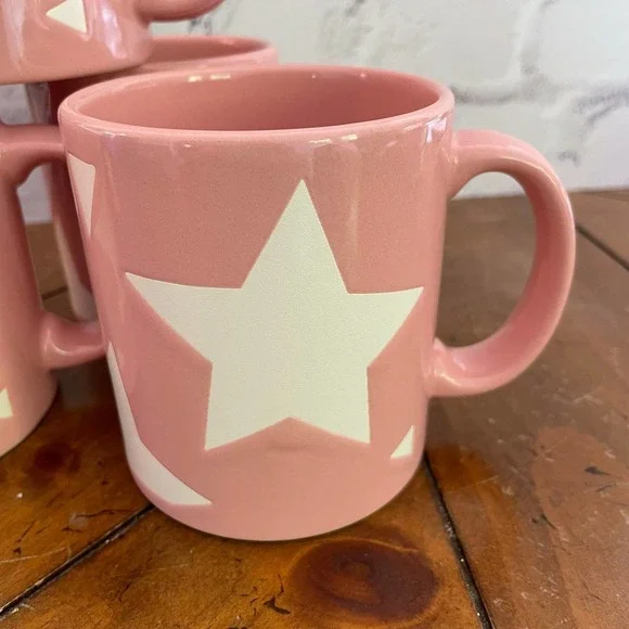Vintage Waechtersbach W. Germany Pink Star Mugs Set of 4 - Picture 6 of 8